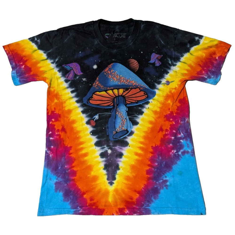 LIQUID BLUE Space Mushrooms Zipper‎ Tie Dye AOP  T-Shirt - Men Small